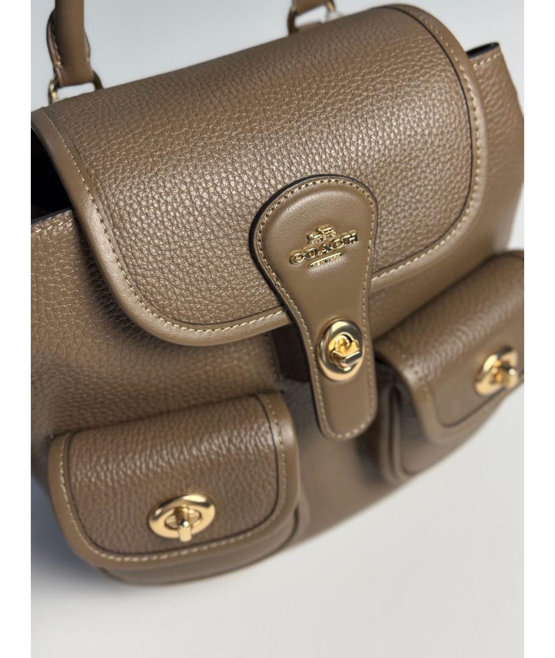 COACH Коричневый кожаный рюкзак, фото 3