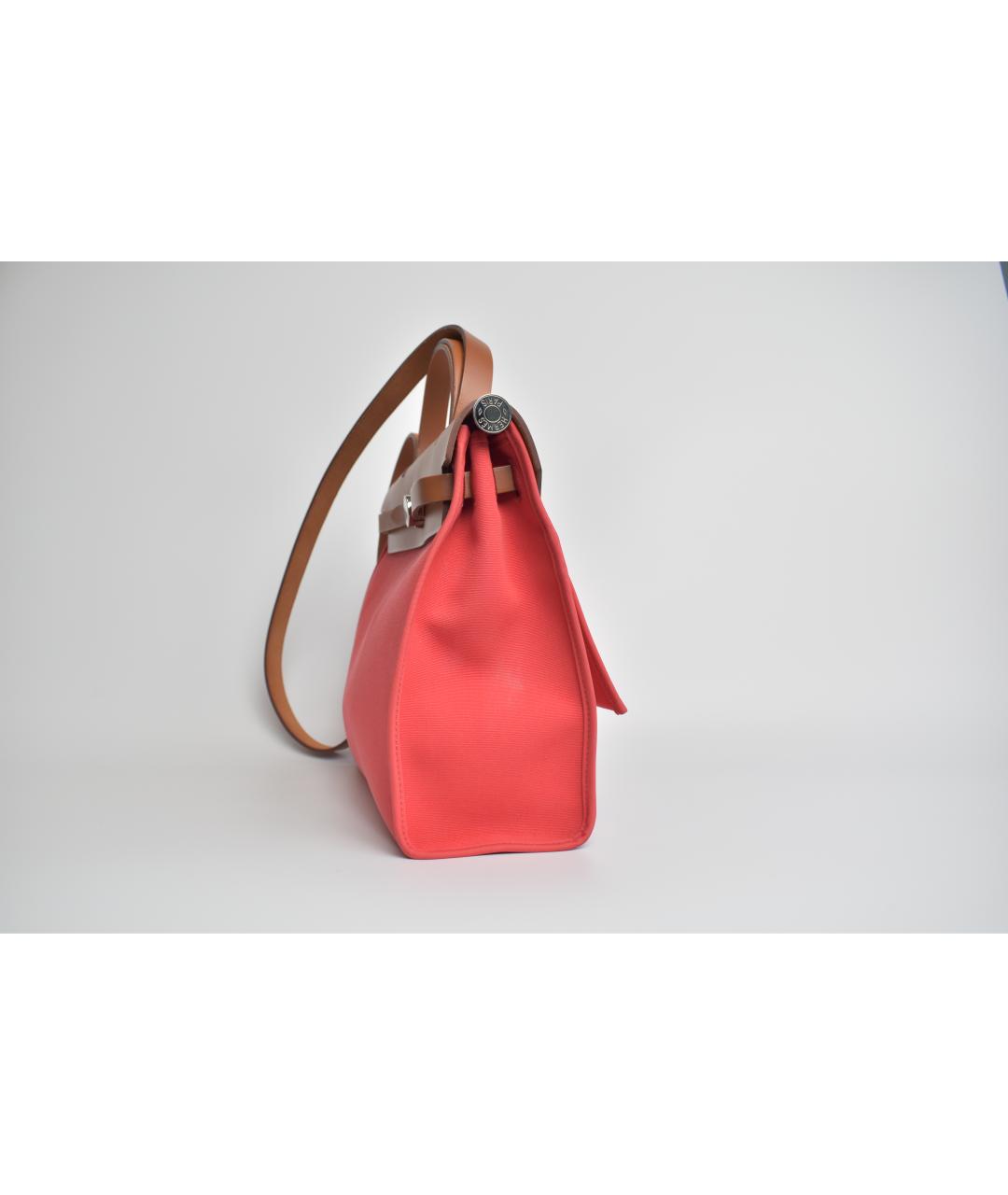 HERMES Коралловая тканевая сумка через плечо, фото 2