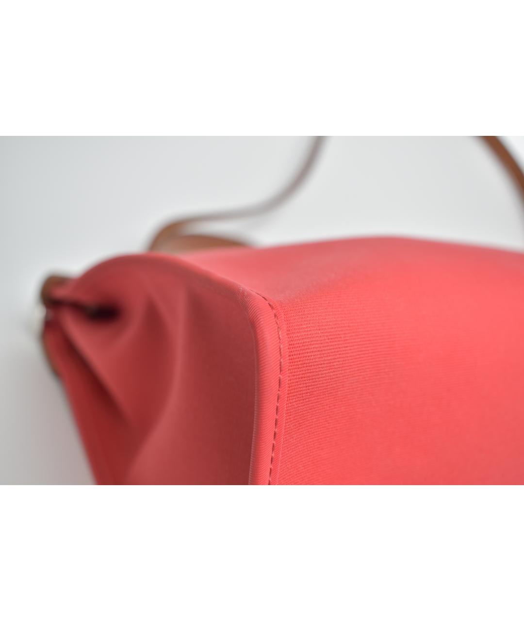 HERMES Коралловая тканевая сумка через плечо, фото 8