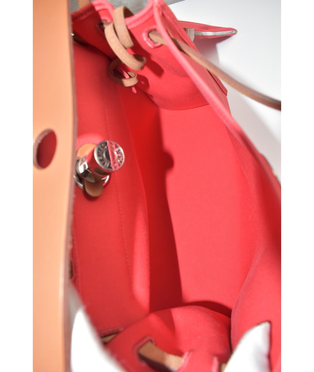 HERMES Коралловая тканевая сумка через плечо, фото 4