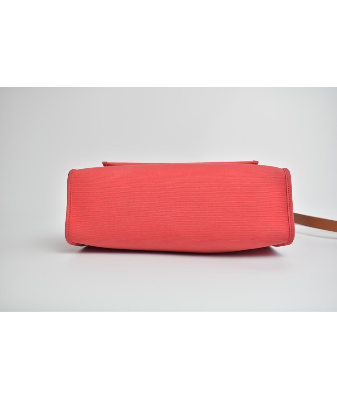 HERMES Коралловая тканевая сумка через плечо, фото 5