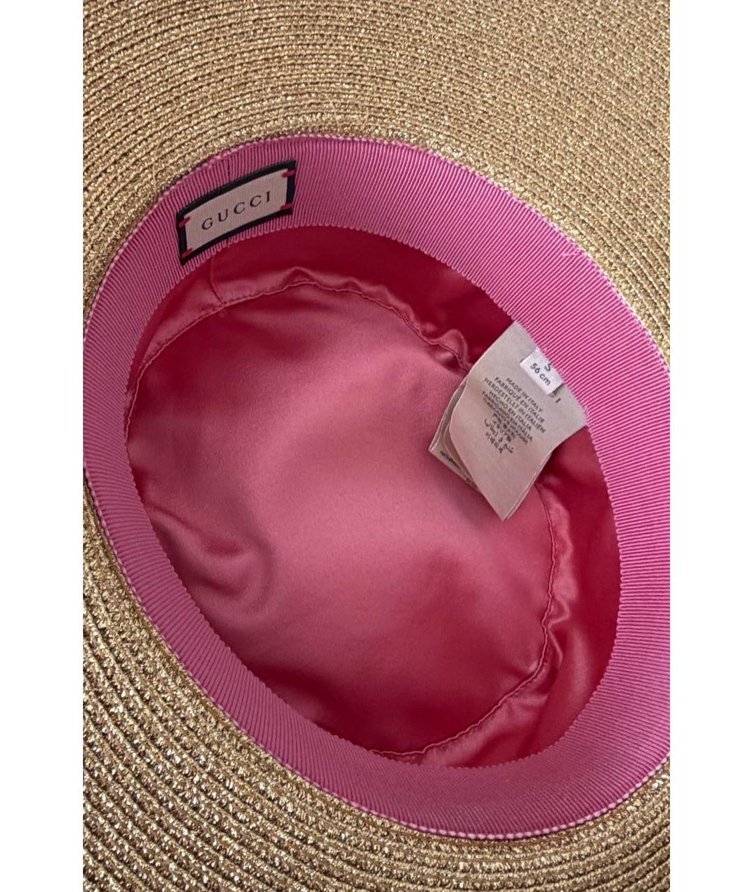 GUCCI Бежевая соломенная шляпа, фото 4