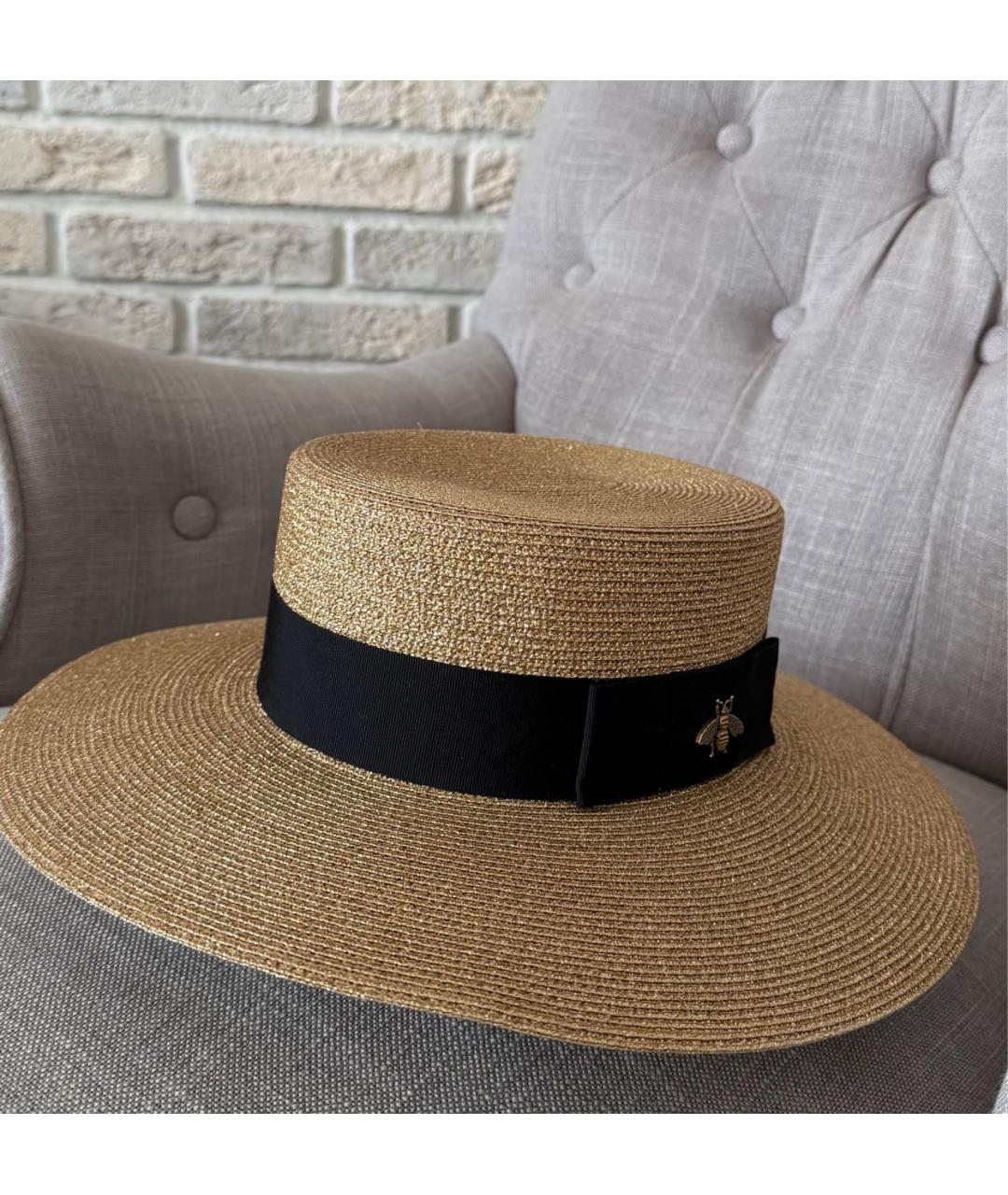 GUCCI Бежевая соломенная шляпа, фото 3
