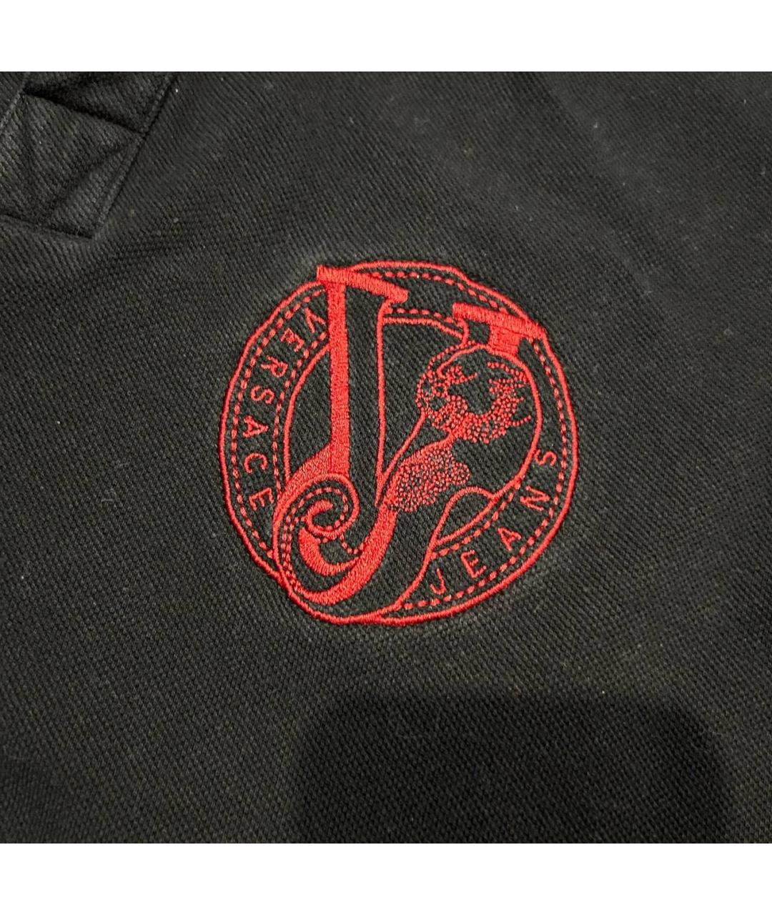 VERSACE JEANS COUTURE Черное хлопковое поло с коротким рукавом, фото 3