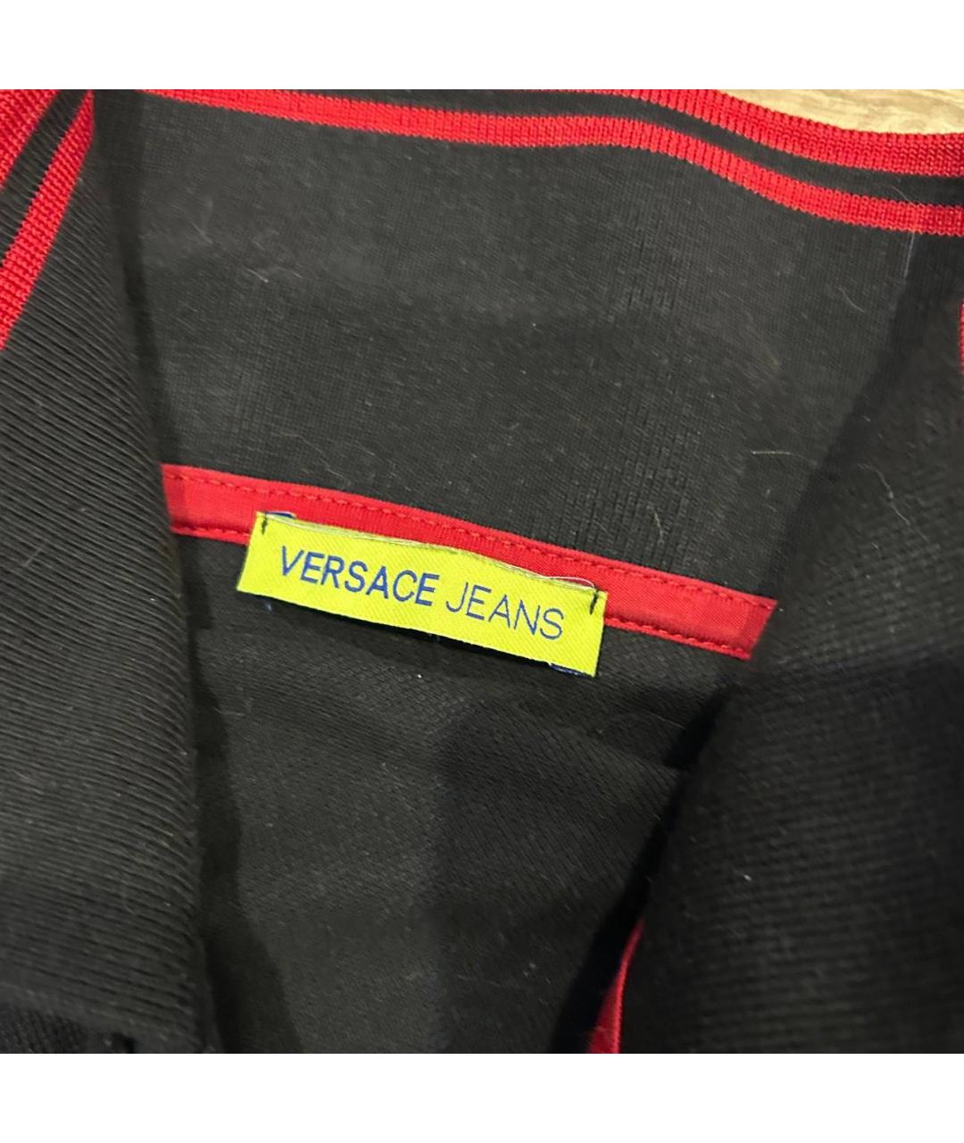 VERSACE JEANS COUTURE Черное хлопковое поло с коротким рукавом, фото 2