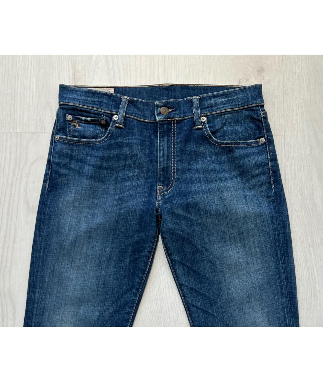 RALPH LAUREN Синие хлопко-эластановые джинсы слим, фото 3