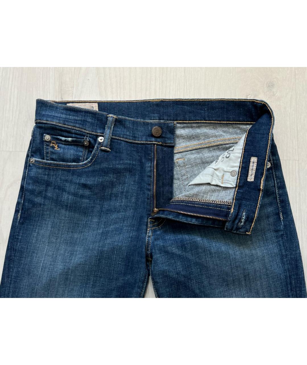 RALPH LAUREN Синие хлопко-эластановые джинсы слим, фото 5