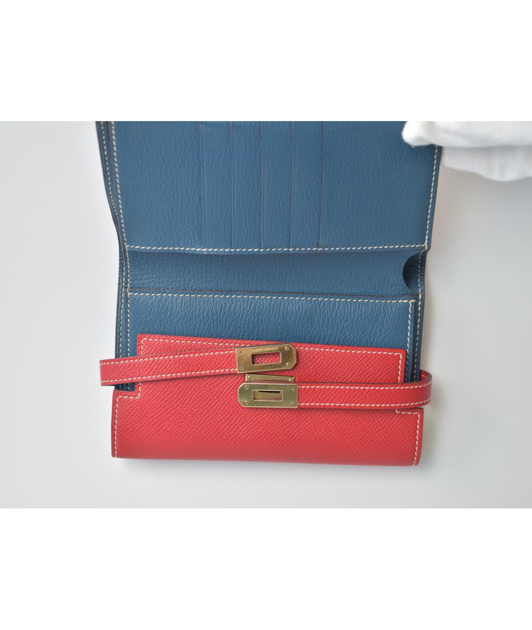 HERMES Коралловый кожаный кошелек, фото 5
