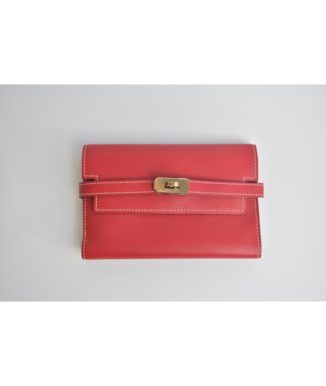 HERMES Коралловый кожаный кошелек, фото 9