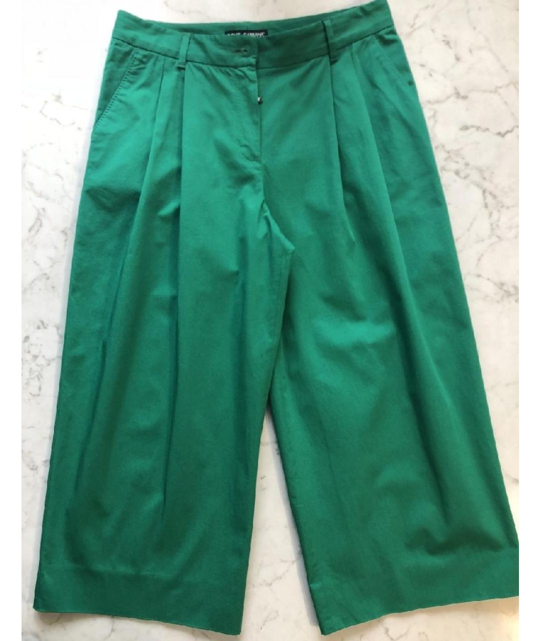 DOLCE&GABBANA Зеленые хлопко-эластановые брюки широкие, фото 5