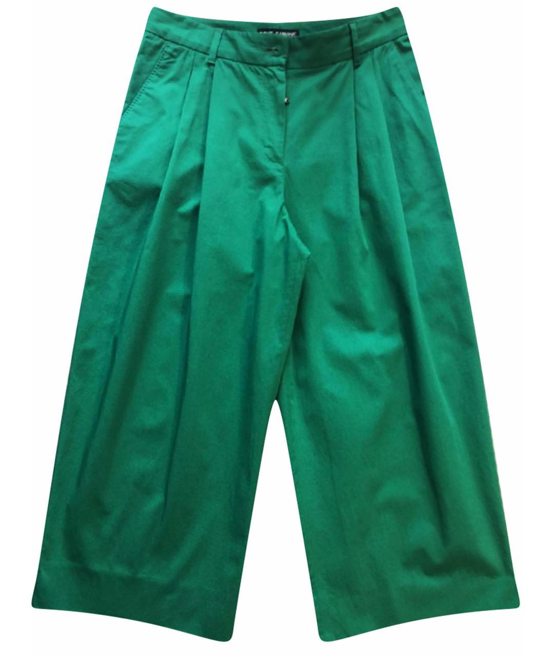 DOLCE&GABBANA Зеленые хлопко-эластановые брюки широкие, фото 1