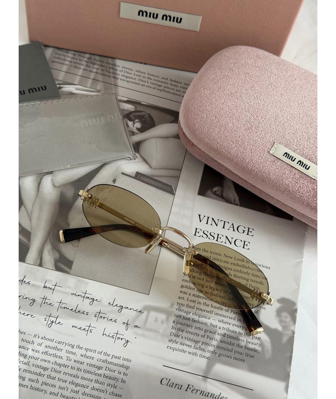 MIU MIU Коричневые металлические солнцезащитные очки, фото 2