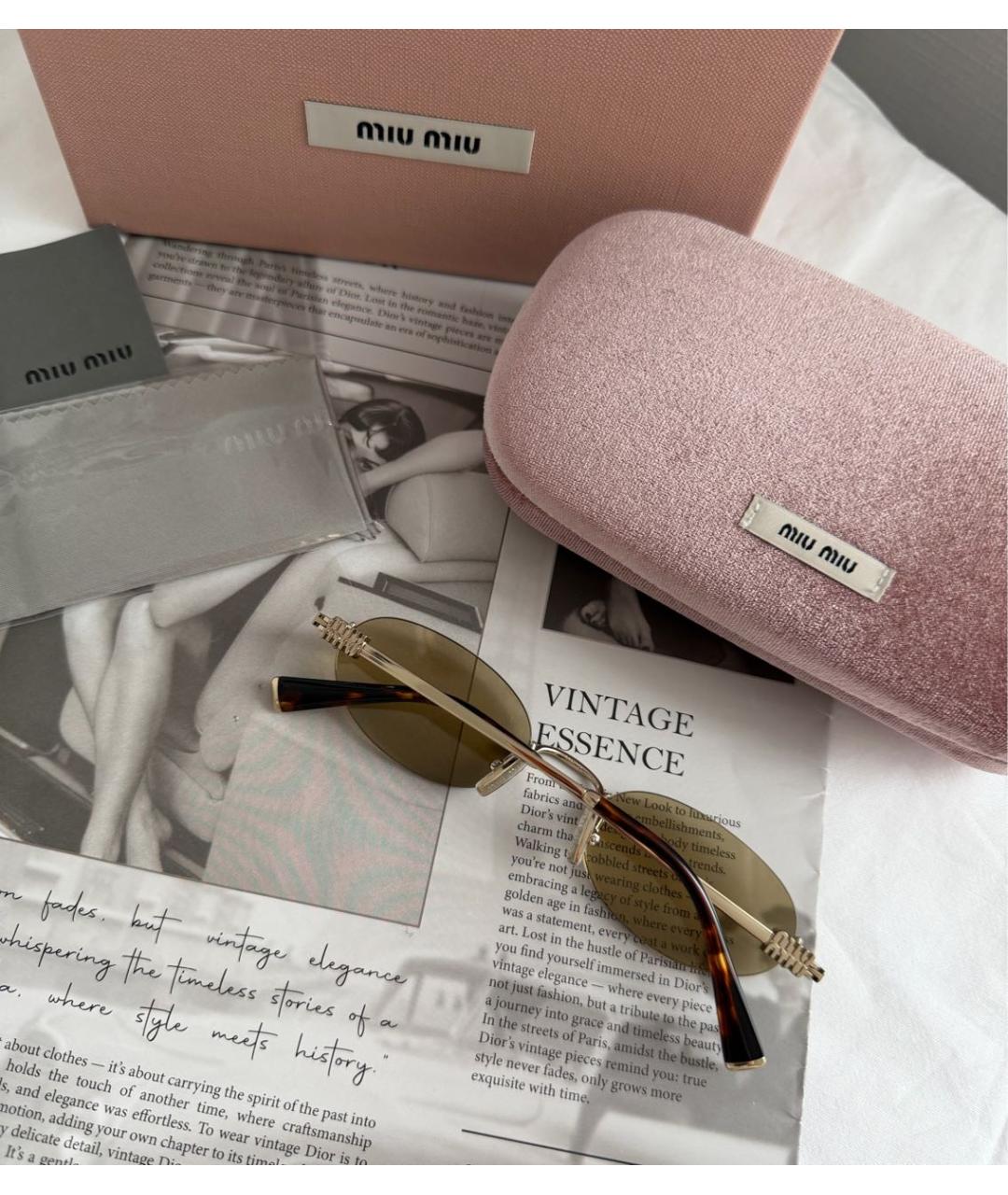 MIU MIU Коричневые металлические солнцезащитные очки, фото 7