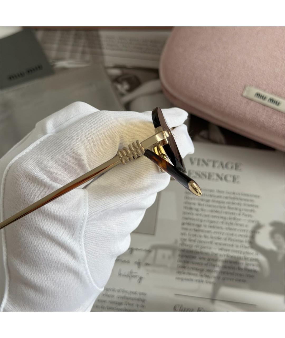 MIU MIU Коричневые металлические солнцезащитные очки, фото 5