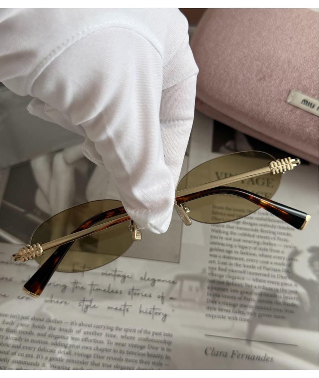 MIU MIU Коричневые металлические солнцезащитные очки, фото 4