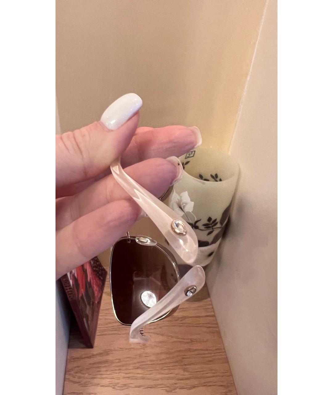 BVLGARI Бежевые пластиковые солнцезащитные очки, фото 4