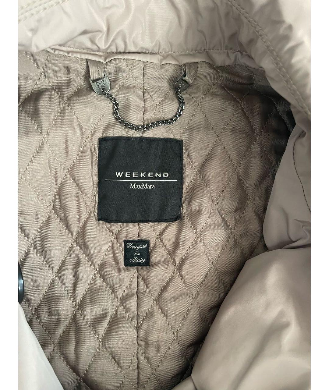 WEEKEND MAX MARA Бежевый полиэстеровый тренч/плащ, фото 3