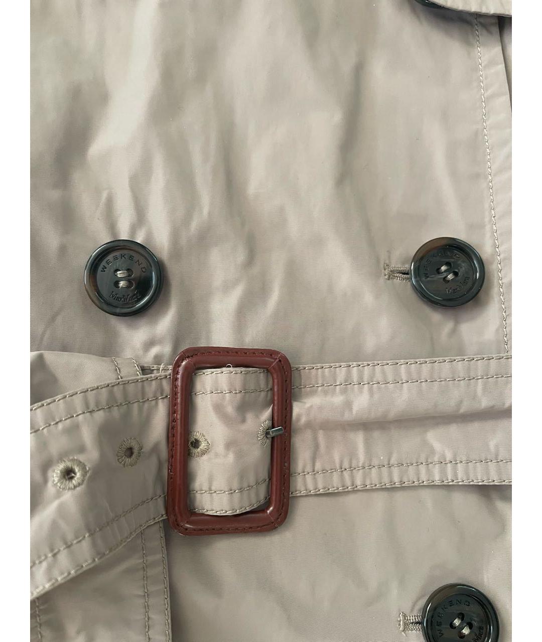 WEEKEND MAX MARA Бежевый полиэстеровый тренч/плащ, фото 4