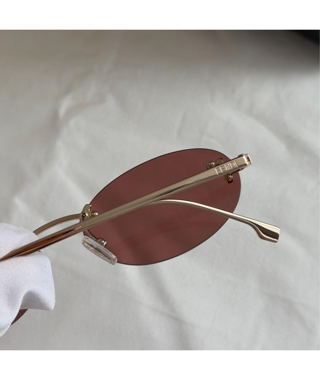 FENDI Розовые металлические солнцезащитные очки, фото 6