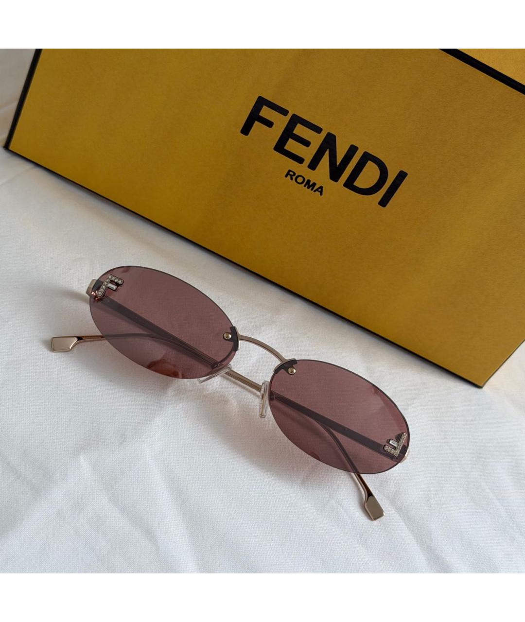 FENDI Розовые металлические солнцезащитные очки, фото 3