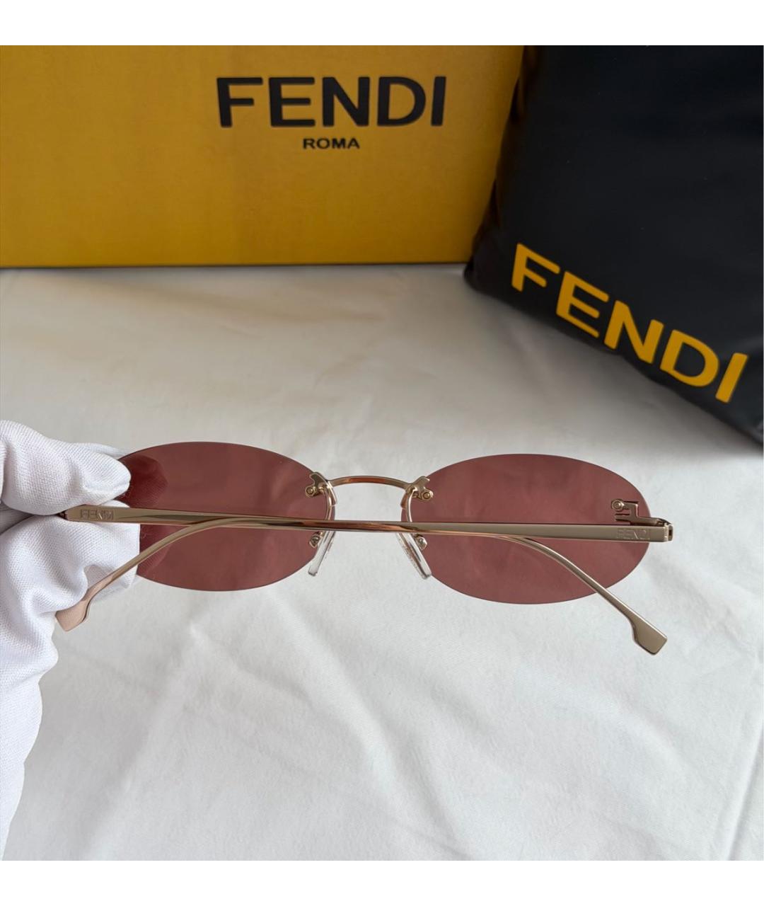 FENDI Розовые металлические солнцезащитные очки, фото 5