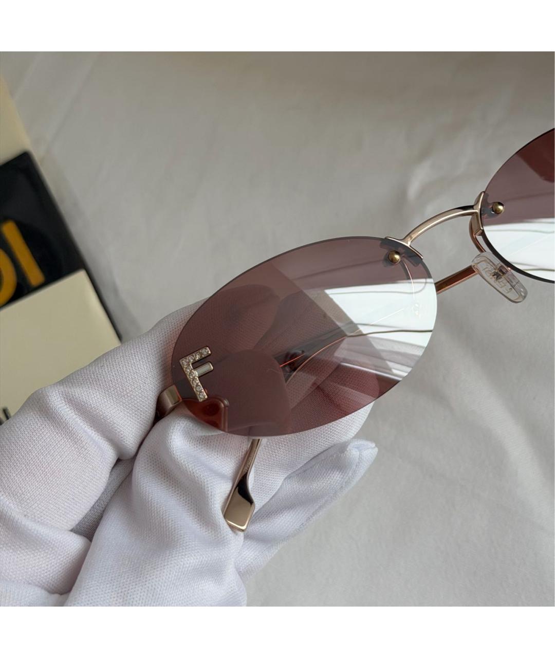 FENDI Розовые металлические солнцезащитные очки, фото 7