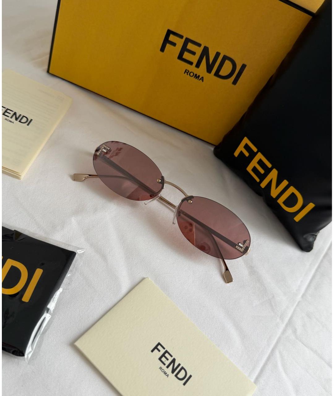FENDI Розовые металлические солнцезащитные очки, фото 2