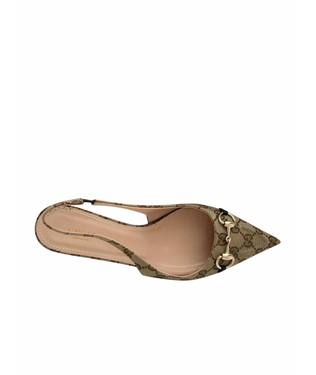 GUCCI Бежевые текстильные туфли, фото 1