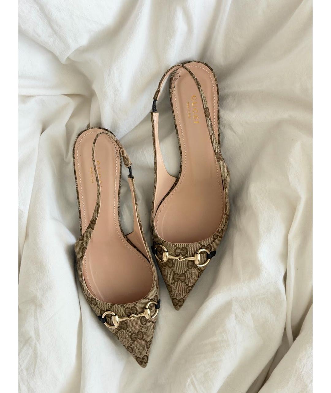 GUCCI Бежевые текстильные туфли, фото 7