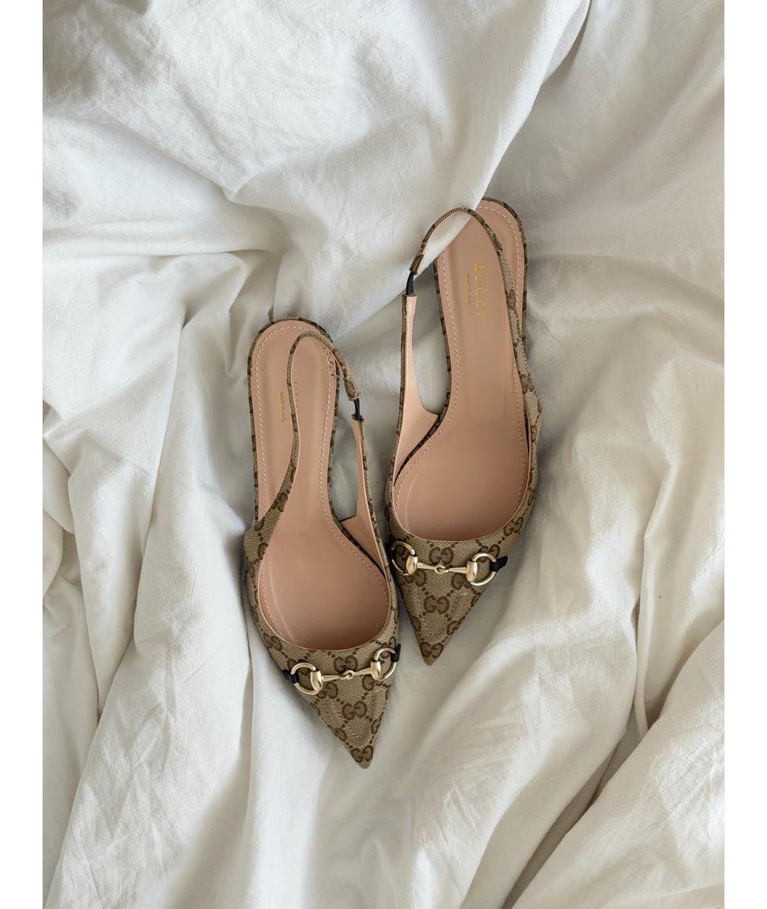 GUCCI Бежевые текстильные туфли, фото 3