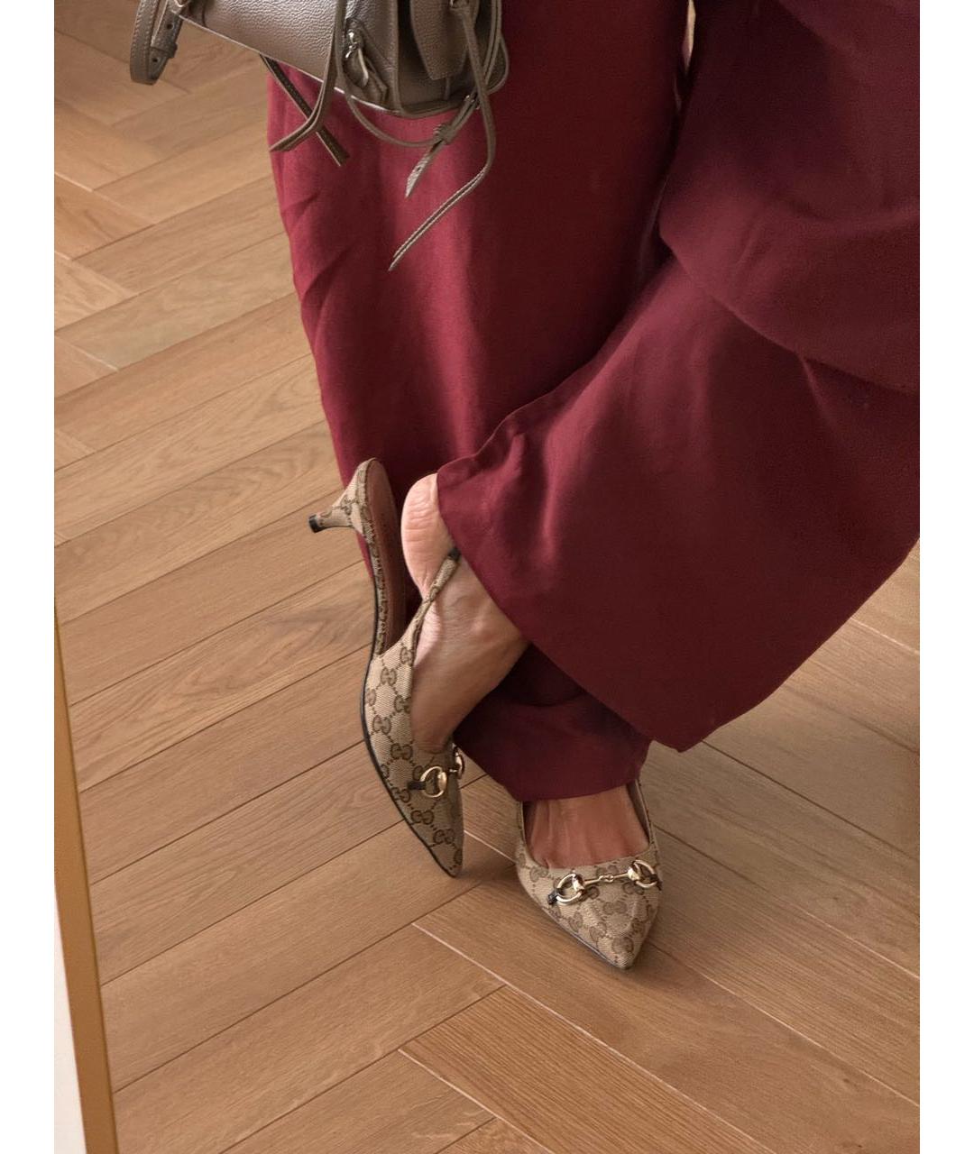 GUCCI Бежевые текстильные туфли, фото 6