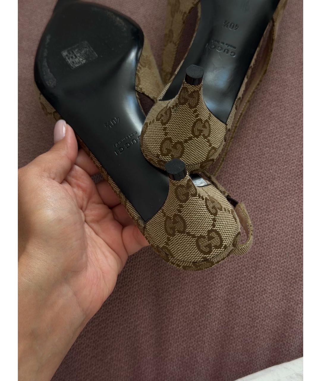 GUCCI Бежевые текстильные туфли, фото 4