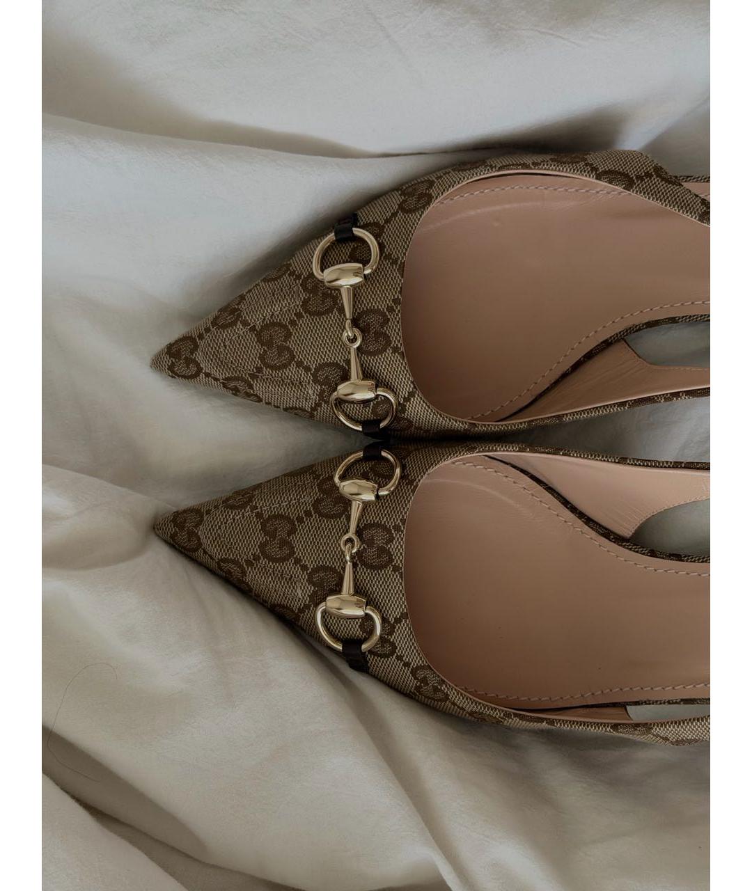 GUCCI Бежевые текстильные туфли, фото 2