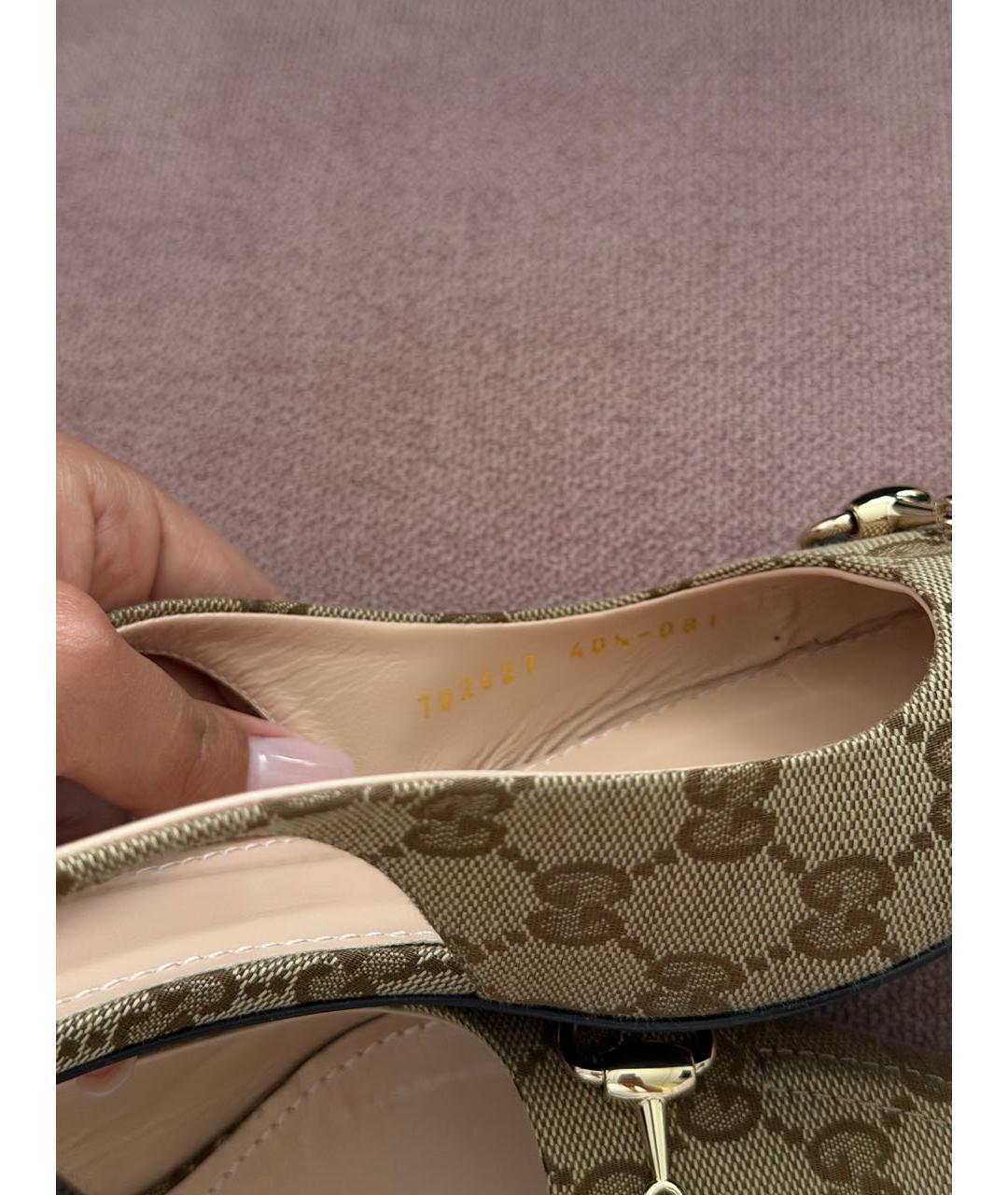 GUCCI Бежевые текстильные туфли, фото 5