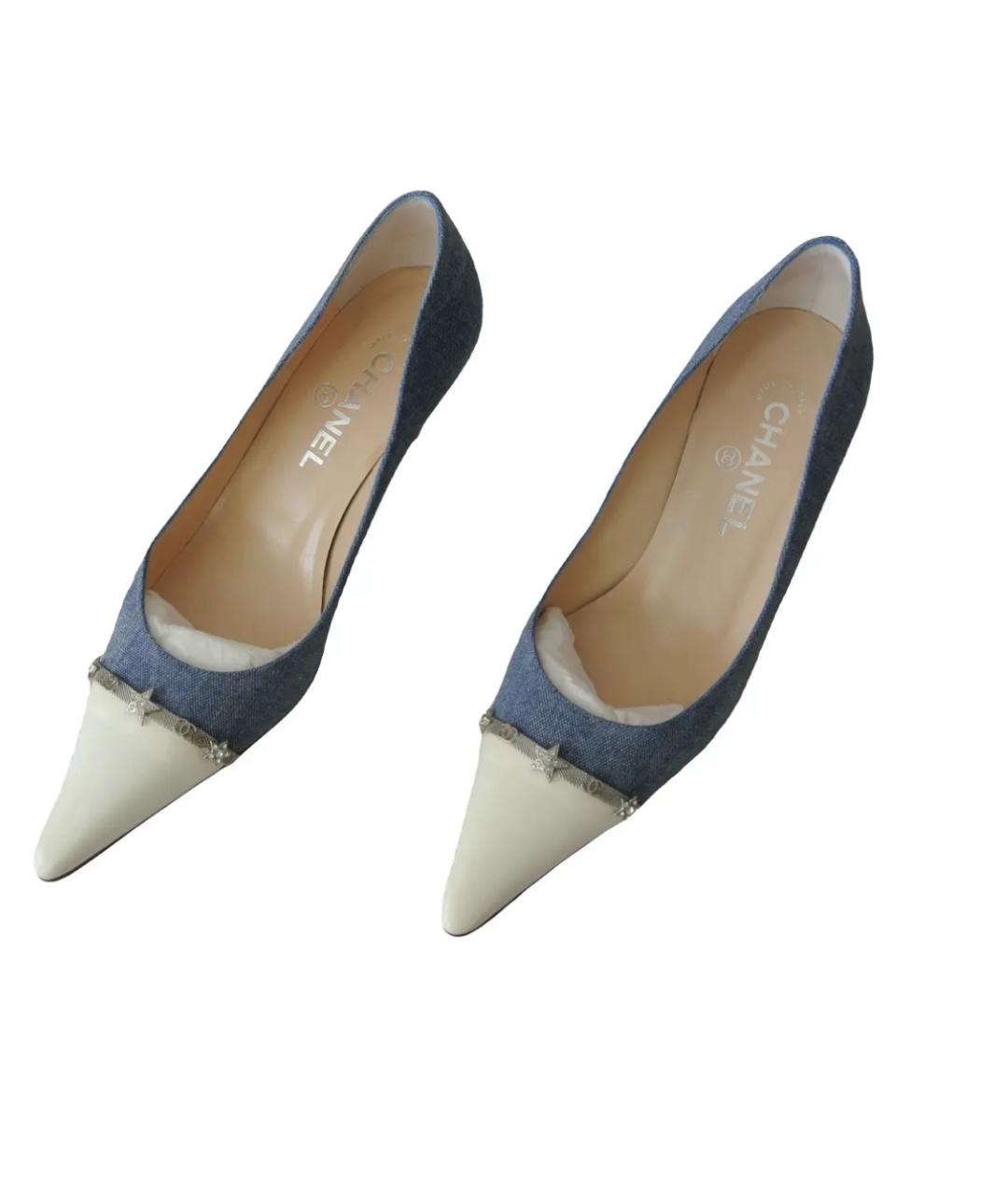 CHANEL Голубые текстильные туфли, фото 2