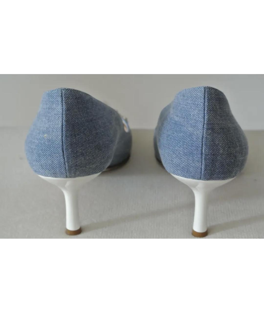 CHANEL Голубые текстильные туфли, фото 4