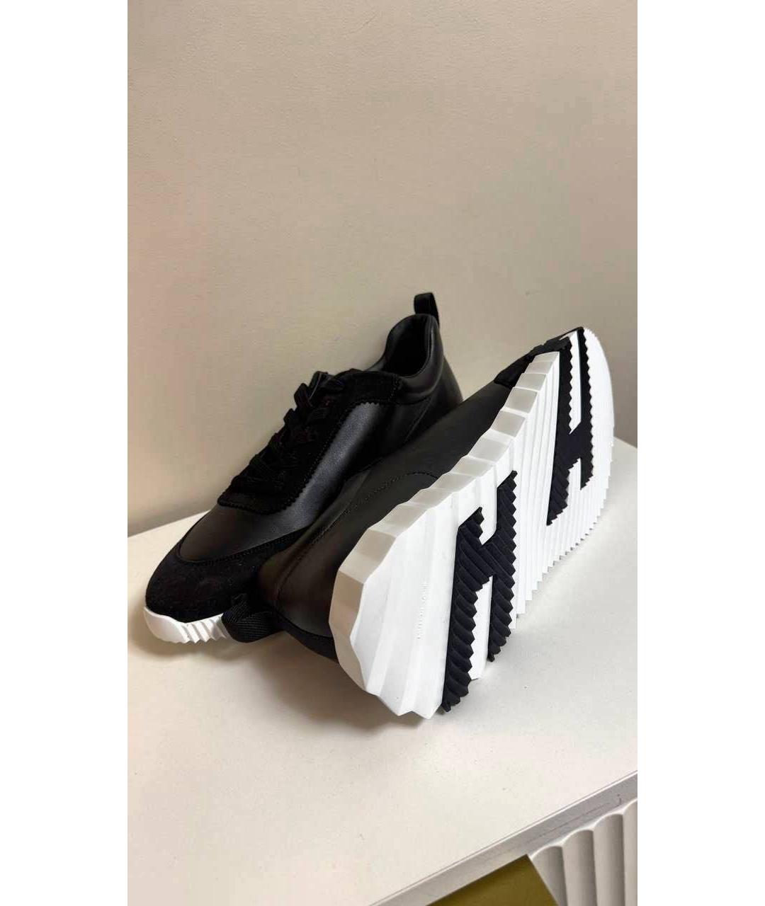 HERMES Черные кожаные низкие кроссовки / кеды, фото 2