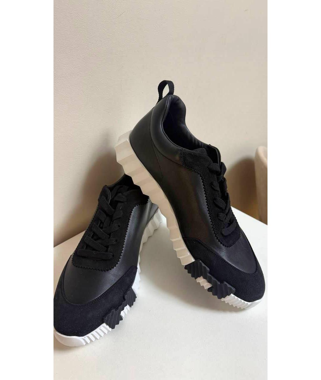 HERMES Черные кожаные низкие кроссовки / кеды, фото 4