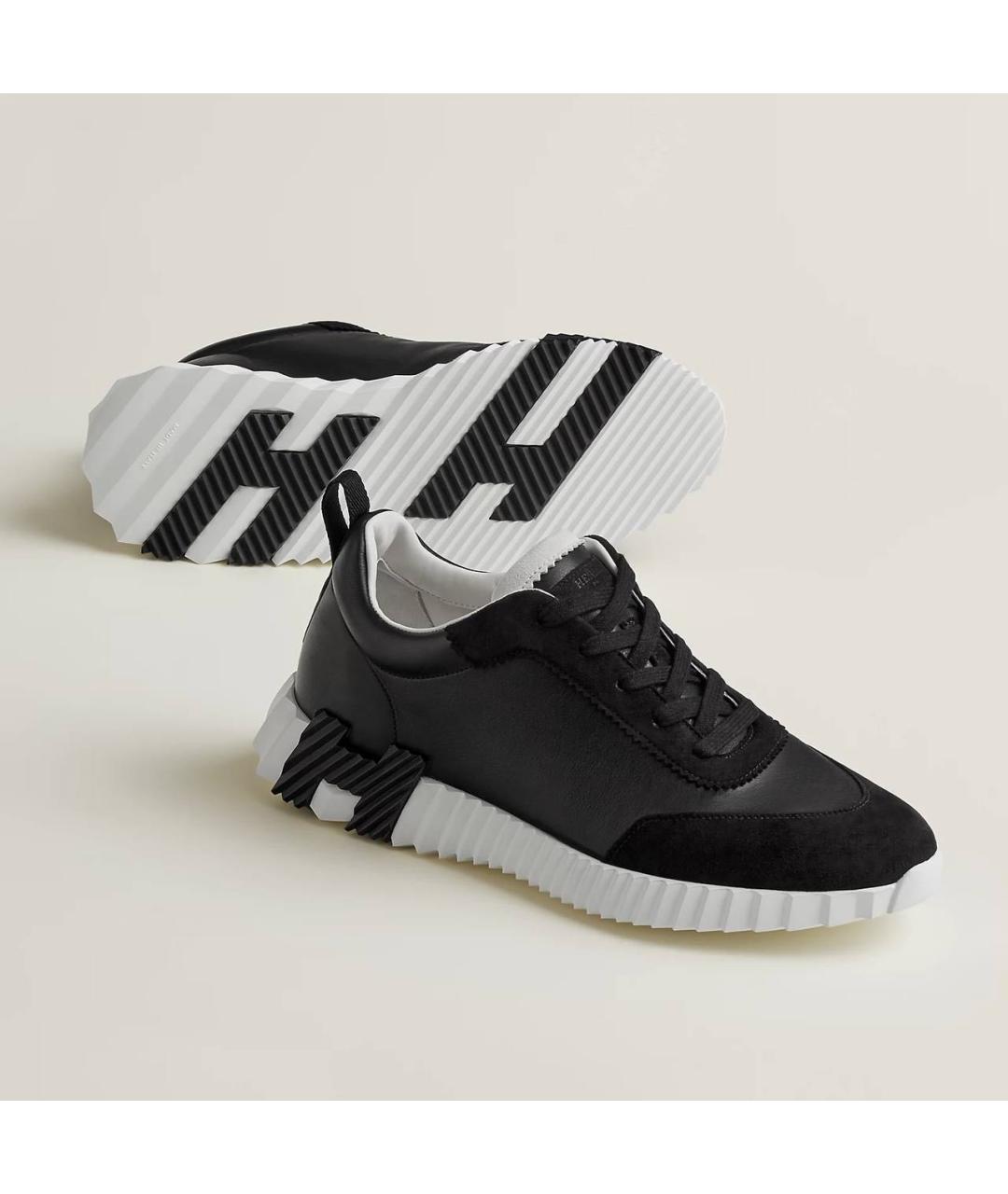 HERMES Черные кожаные низкие кроссовки / кеды, фото 5