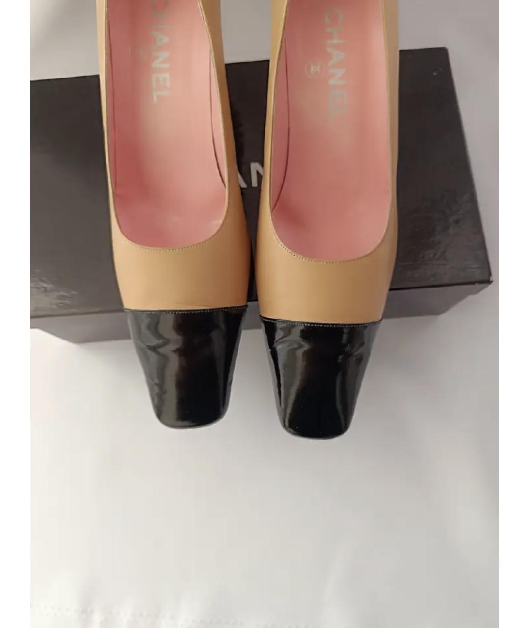 CHANEL Бежевые кожаные туфли, фото 3