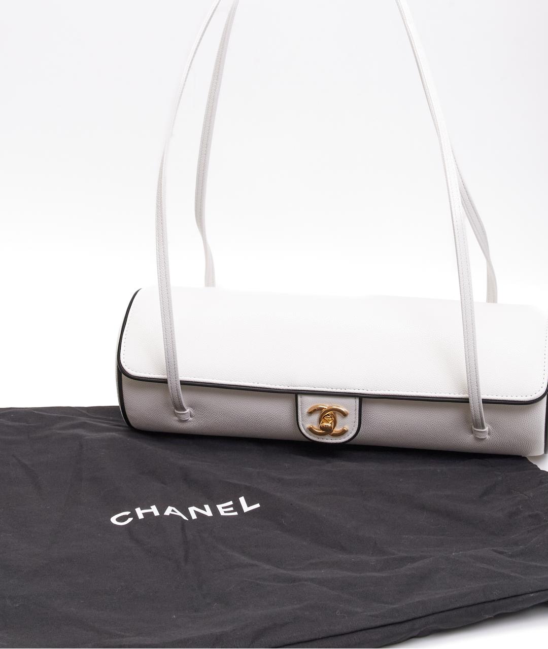 CHANEL Белая кожаная сумка через плечо, фото 3