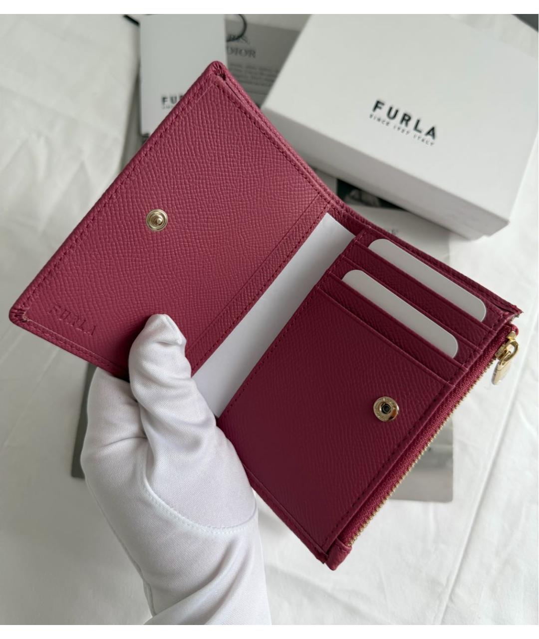 FURLA Розовый кожаный кошелек, фото 5