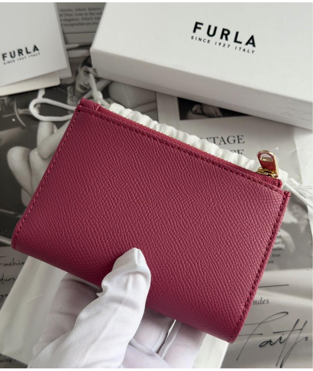 FURLA Розовый кожаный кошелек, фото 4