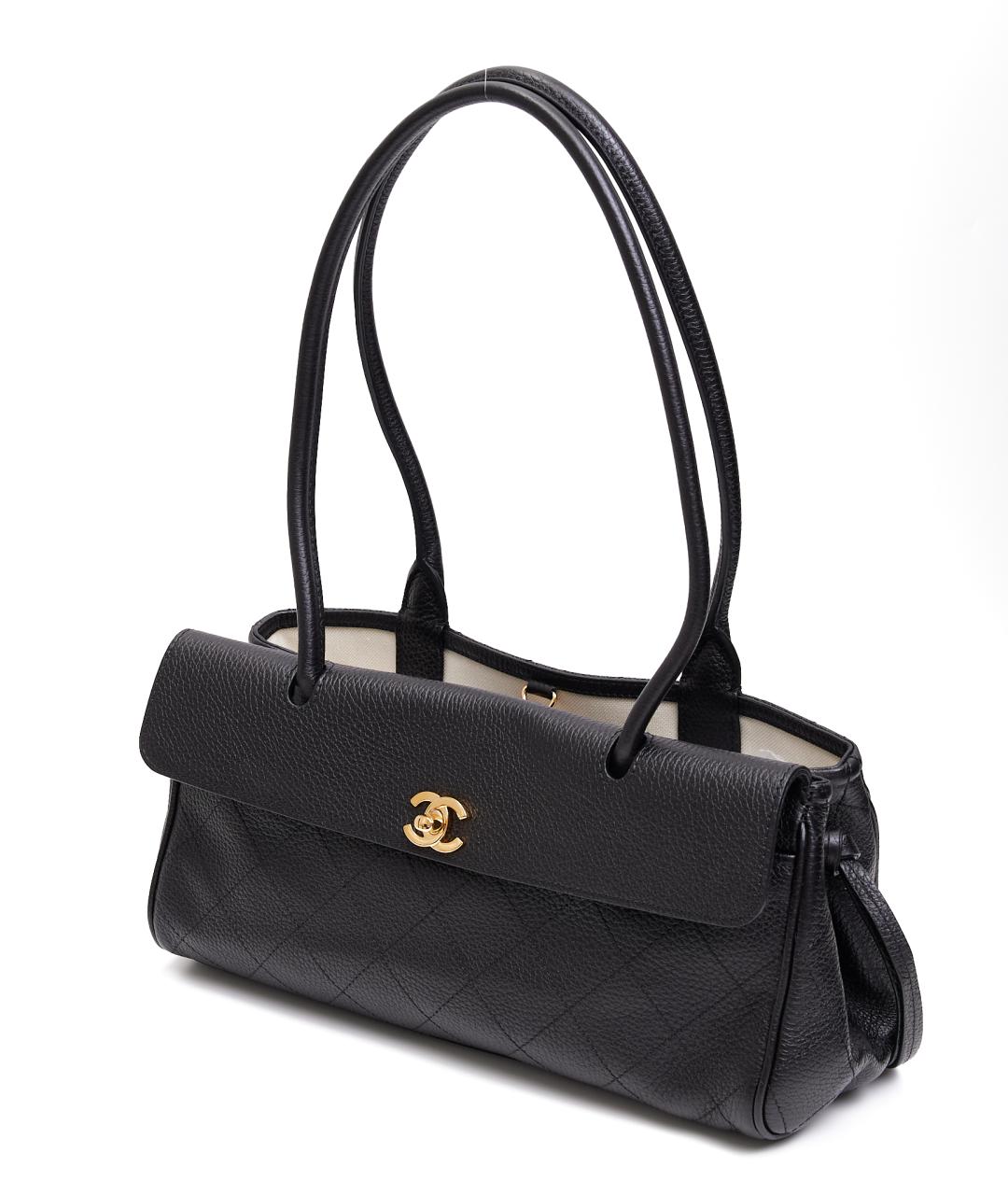 CHANEL Черная кожаная сумка через плечо, фото 2