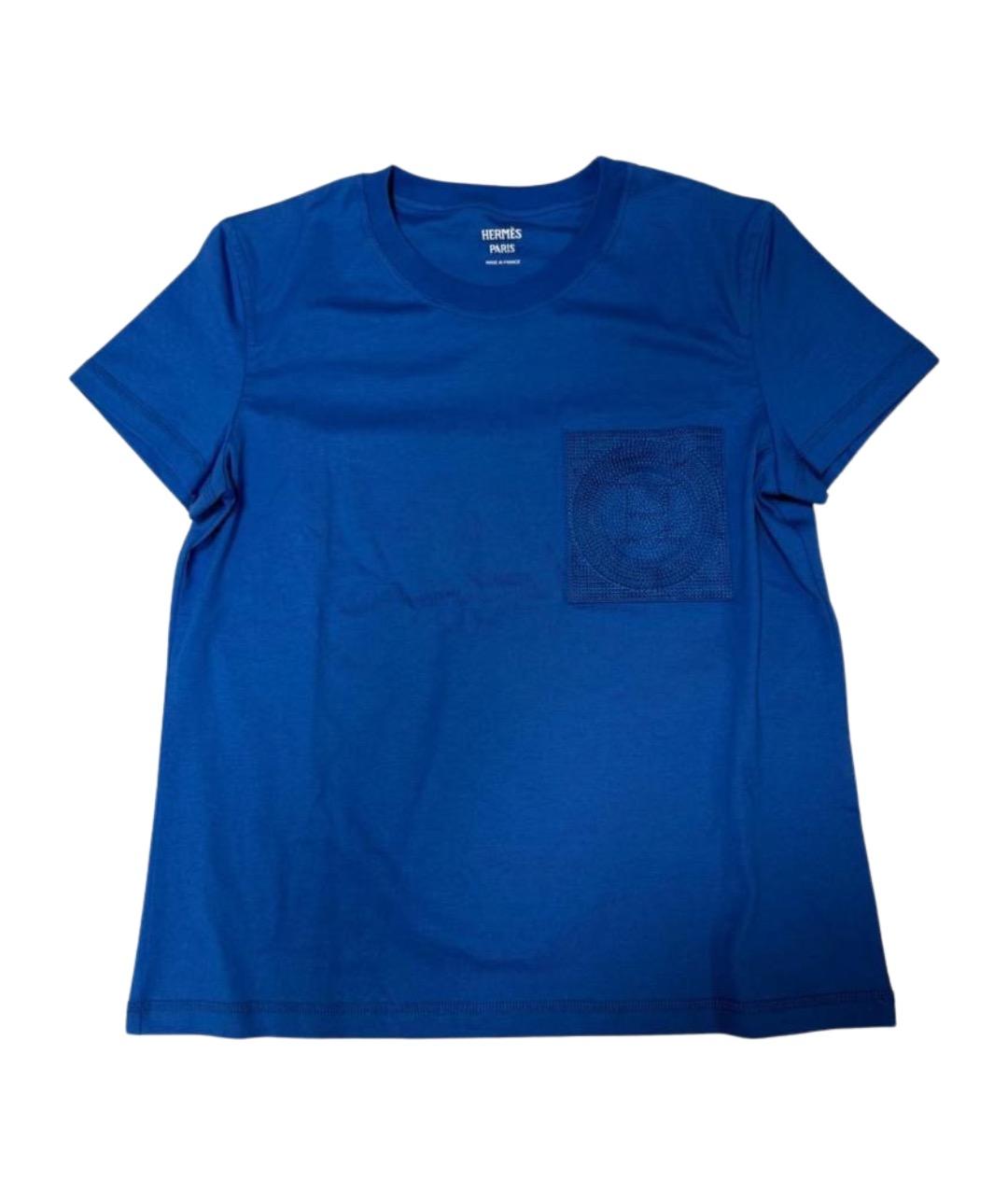 HERMES Синяя хлопковая футболка, фото 1