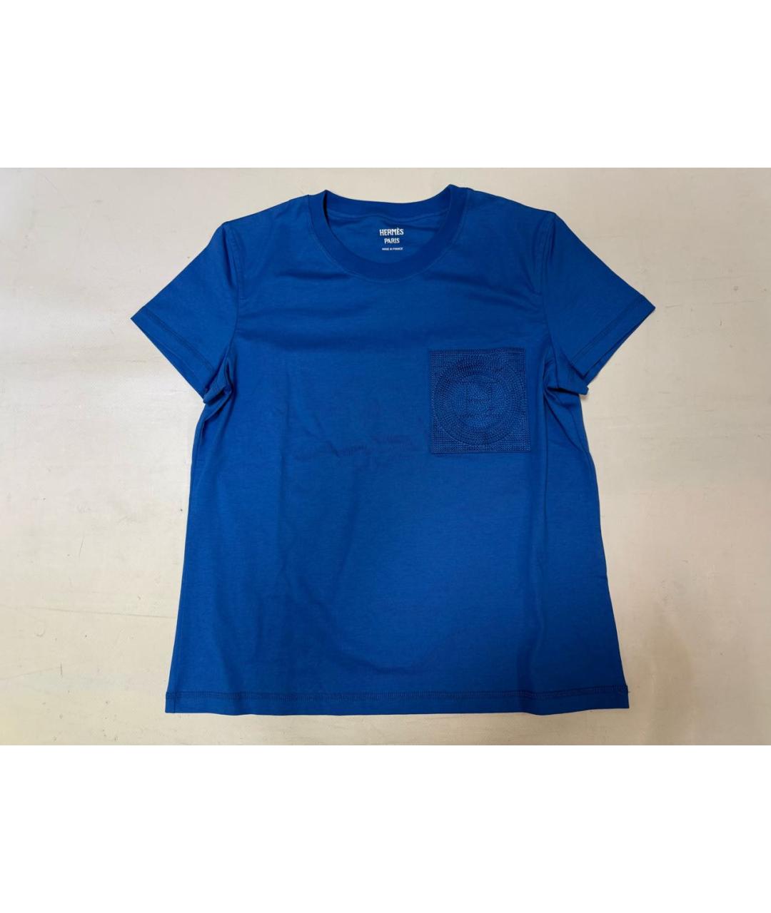 HERMES Синяя хлопковая футболка, фото 8