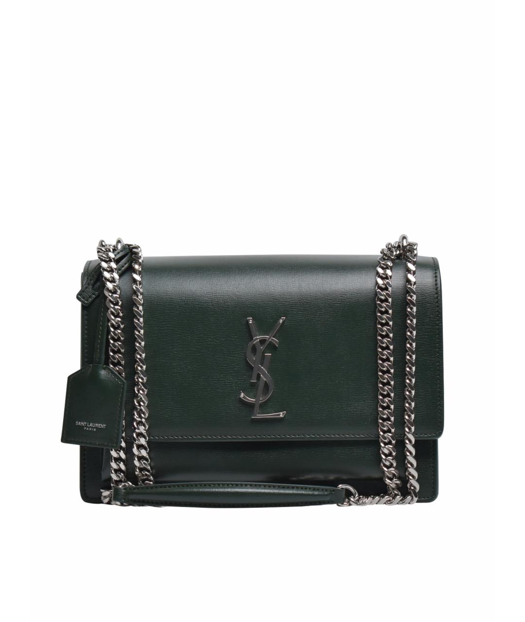 SAINT LAURENT Зеленая кожаная сумка через плечо, фото 9