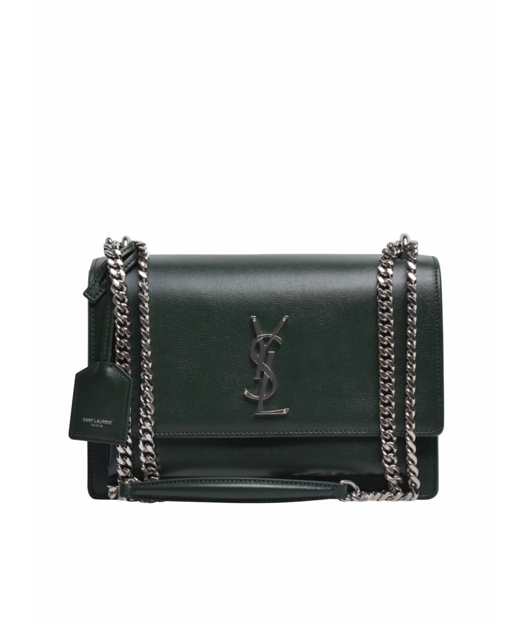 SAINT LAURENT Зеленая кожаная сумка через плечо, фото 1