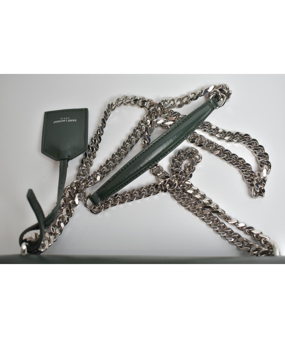 SAINT LAURENT Зеленая кожаная сумка через плечо, фото 8