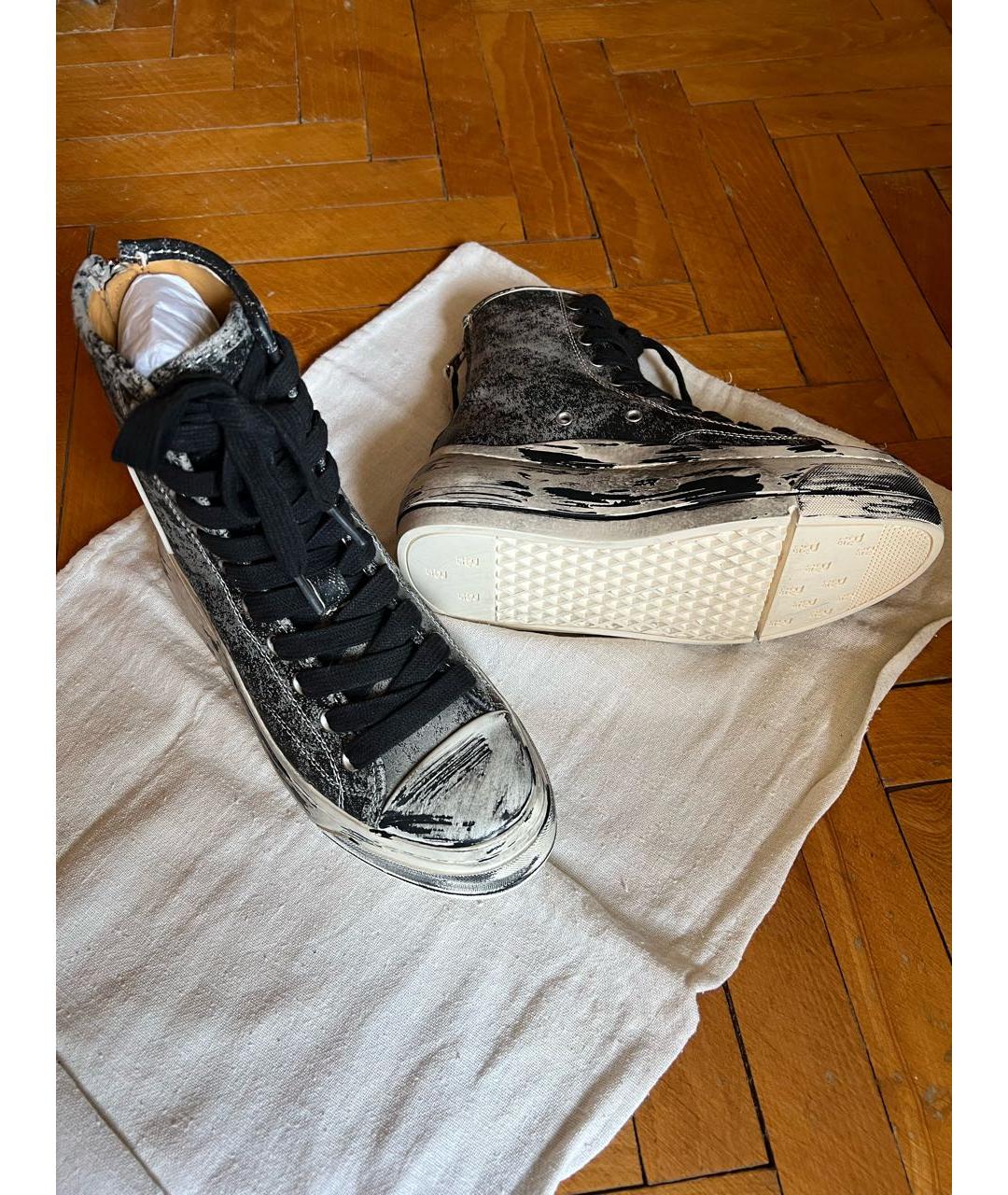 R13 Серые кожаные кеды, фото 4